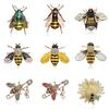 Voguish Stylish Enamel Insect Series Brooches Women Men Delicate Little Bee Pin Brooch Crystal Stone Rhinestone Brooches Pin Jewelry Souvenir