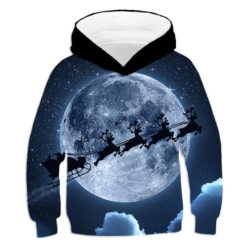 Christmas Santa Claus Hoodies 3D Print Elk Gifts Sweatshirts Boy Girl Unisex Hooded Sweatshirt Kids Fashion Cute Oversized Coat