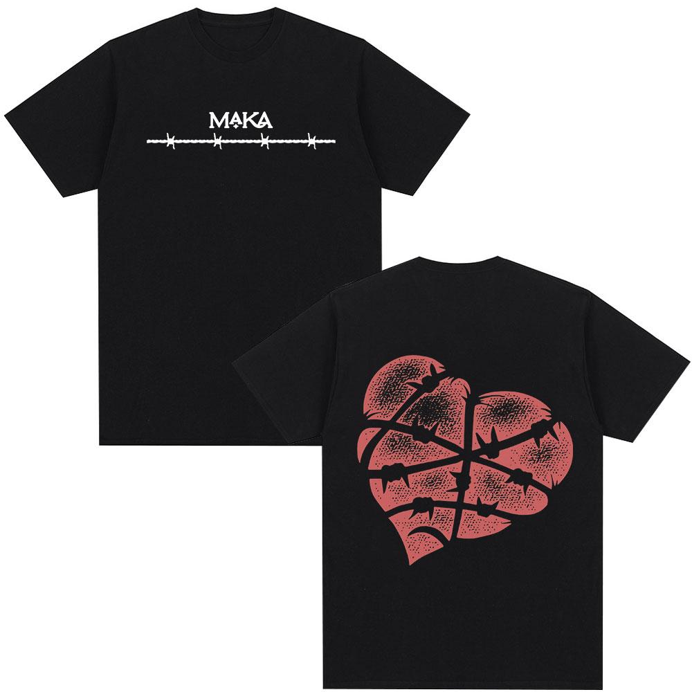 Rap Singer Maka Aura 2025 Tour Merch Tshirt Summer Mens Womens Fashion Street Casual Cotton Short Sleeved Tshirt Street Wear