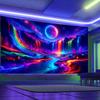 1 stuks Regenboog fluorescerend wandkleed voor bergtoppen en watervallen, UV-reactief wandkleed, wanddecoratie met natuurlandschap