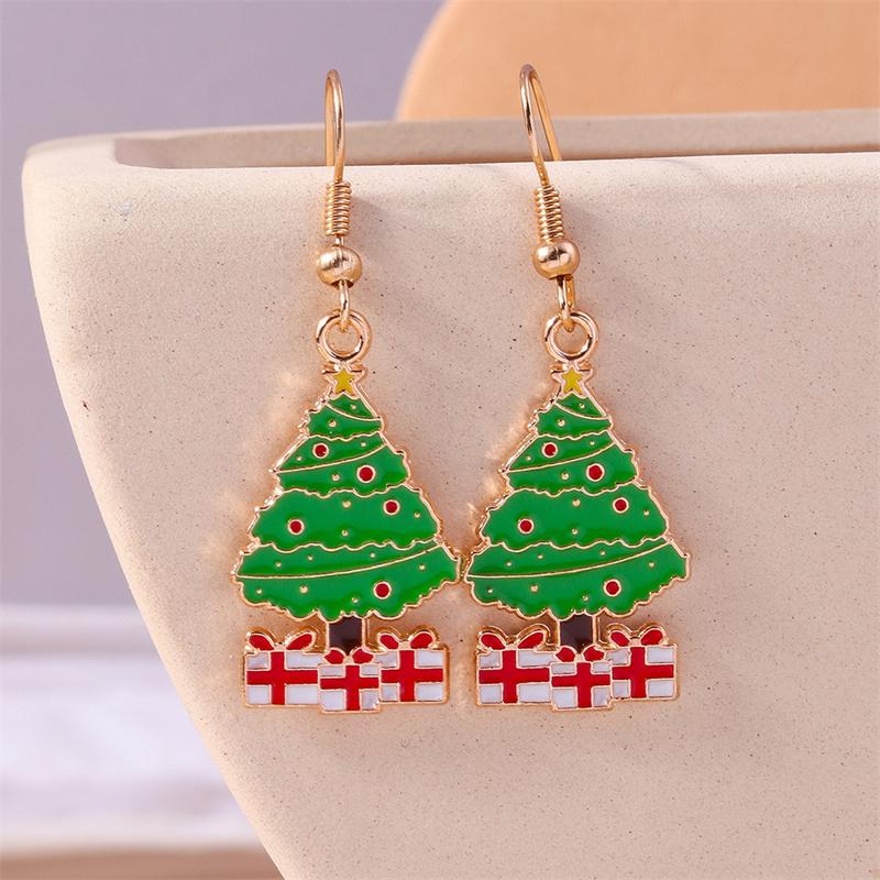 Cute Christmas Tree Drop Earrings Women Girls Elk Snowman Santa Claus Earrings X'mas New Year Party Jewelry Gifts