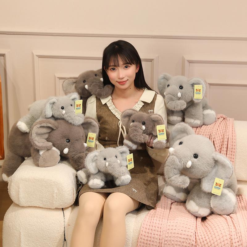 Gentle Companion Baby Elephant Plush Toys Cozy Fluffy Cartoon Lying Prone Little Elephant Doll Warm Home Throw Pillow
