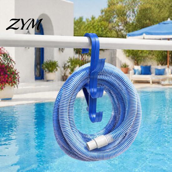 Quick Install Pool Tool Holder Poolside Pole Hanger, with 3 Hook Configuration, Weather Resistant Outdoor Swimming Clutter Solutions Organizer,