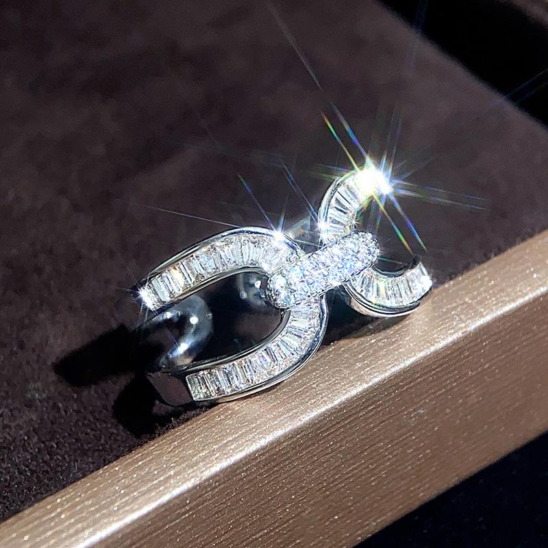 Ashion Cross Finger Ring For Women Crystal Cubic Zirconia Adjustable Opening Rings Color Ring Jewelry