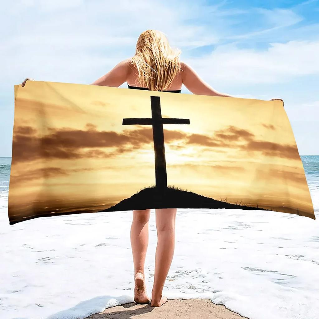 Pray To God Microfiber Lightweight Thin Beach Towels,Compact Sand Free Swim Pool Blanket for Outdoor Traveling On Vacation