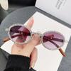 New Fashion Diamond Sunglasses Women Men UV400 Vintage Gradient Lenses Oval Sun Glasses Eyewear With Box