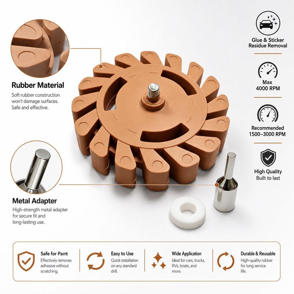 Roue Gomme Caoutchouc Décolle-Adhésifs Voiture 20mm Roue Décolleuse Autocollants Détailing Auto