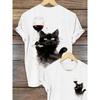 Summer Round Neck 3D Cat Pattern Printed Top Fashionable Casual Short Sleeved Women's T-shirts