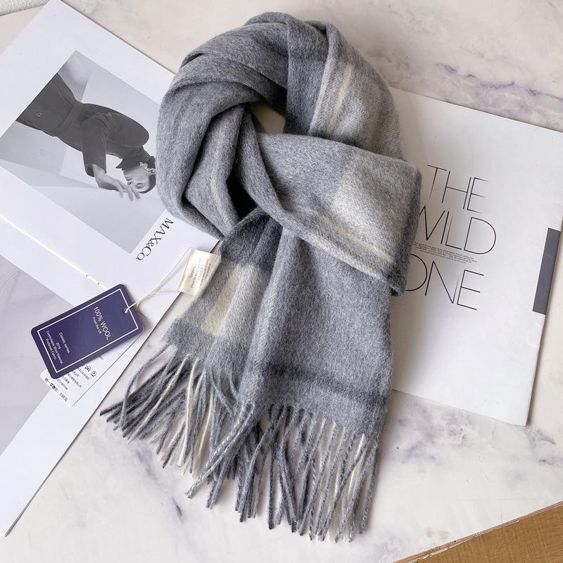 Classic 100 Wool Plaid Red Scarf for Men and Women, Warm Autumn and Winter Cashmere Scarf