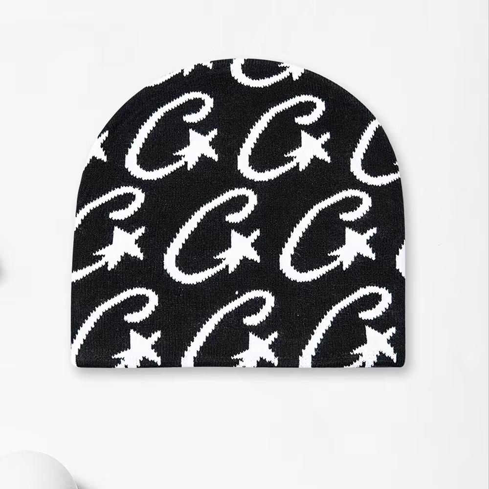 Fashionable Hip-Hop hat for women, Jacquard knitted hat with winter star pattern, warm hat for outdoors, suitable for Christmas