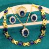 European and N Fashion Classic Zircon Necklace Earrings Bracelet Ring Set Emerald Set Chain Wedding Dress