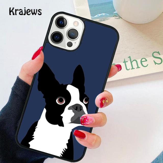 Capa de telefone macia para cachorro Boston Terrier para iPhone 14 XR X XS Max 5S 6S 7 8 Plus SE 2020 11 12 13 Pro Max Mini capa de telefone