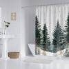 1Pc Pine Forest Print Waterproof Shower Curtain Bathroom Partition Door Curtain Privacy Protection With 12 Hooks Multiple Sizes