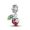 Red Fruit Charm Bead Components Copper Metal Pendant Bead Components Shaped Strawberry Cherry Apple Designed For Authentic Original Bracelets