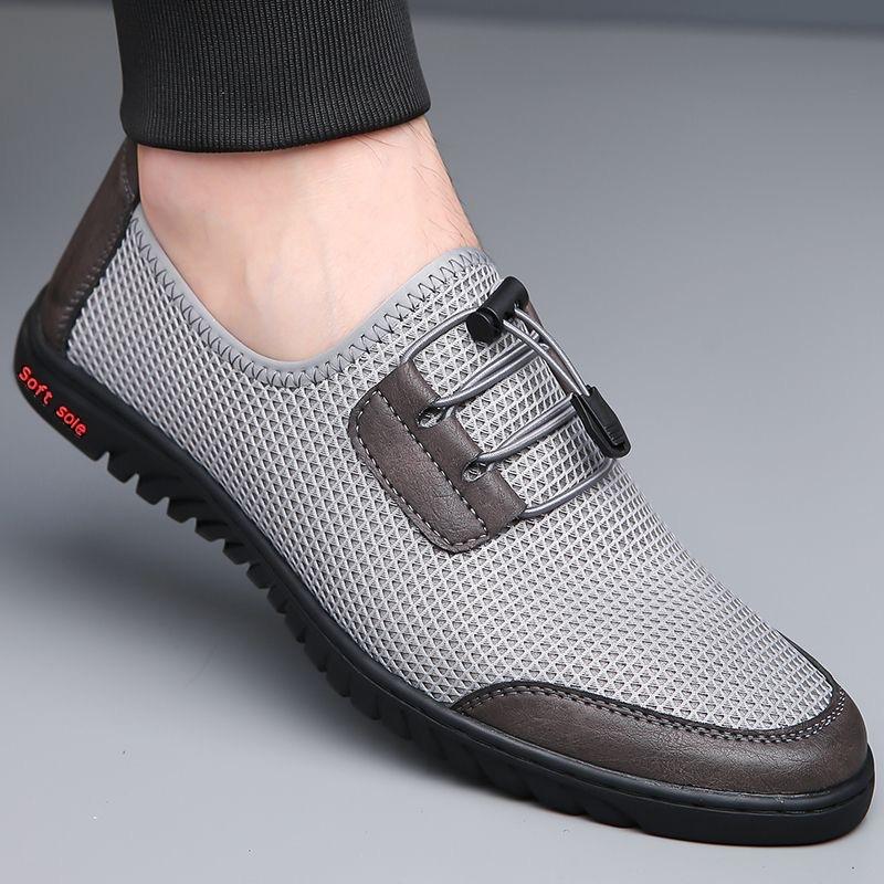 Summer Mesh Breathable Flat Shoes for Men Fashion Slip-on Loafers for Men Light Comfortable Driving Shoes Tennis Shoes Sneakers