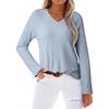 Women's Solid Color V Neck Long Sleeved Top
