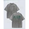 Front and Back Pattern Printed Men's T-Shirt, Heavy Washed Men's Tee, Vintage Distressed Men's Top, Round Neck Loose Fit Plus Size Men's Short Sleeve
