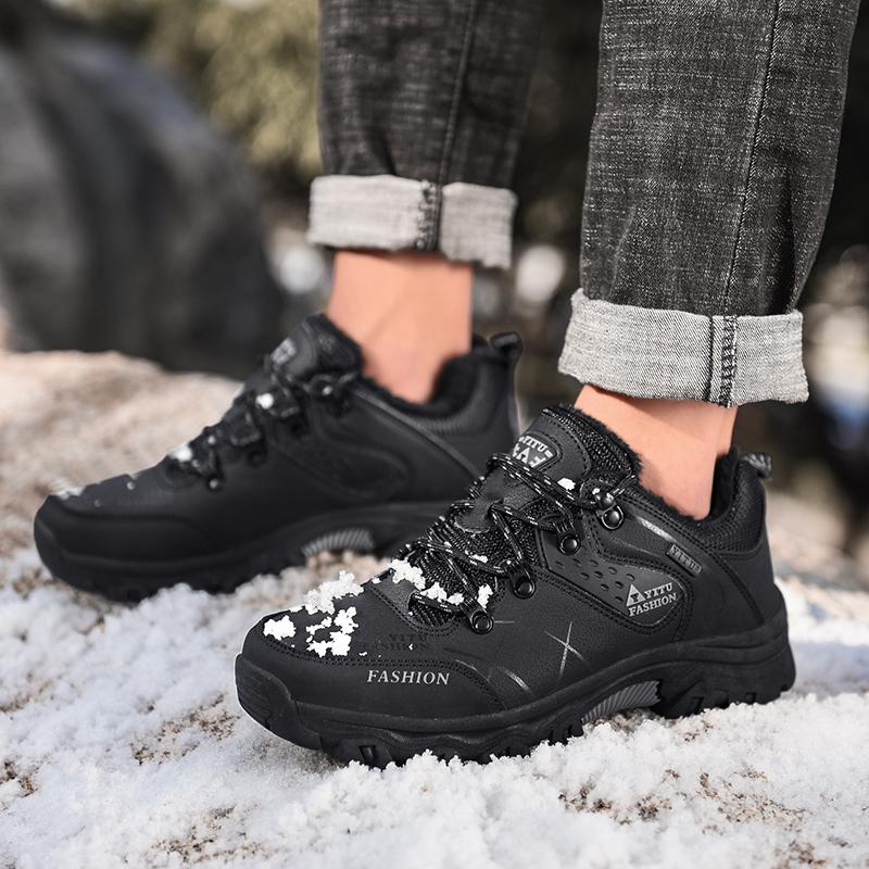 Heren Wandelschoenen Winter Outdoor Sneeuw Katoenen Laarzen Waterdicht Leer Sport Trekkingschoen Warm Pluche Bergbeklimming Sneakers Maat 39-47