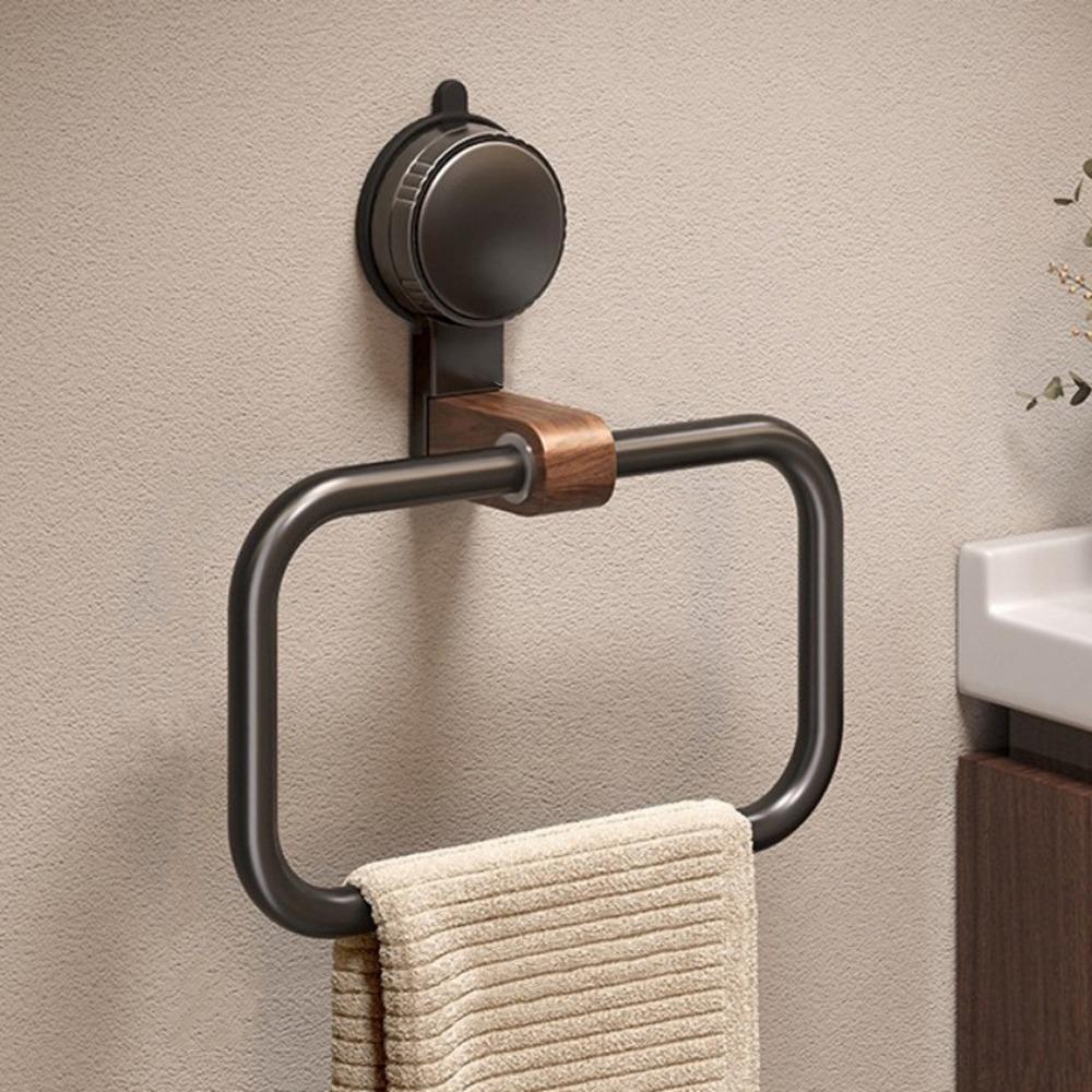 No Drilling Walnut Wood Towel Holder Medieval Style Towel Hanging Rack Sink Area