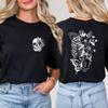 Halloween T-Shirt für Damen Floral Skeleton Print Damen Kurzarm O-Ausschnitt T-Shirt Damen Lässiges Shirt Kleidung Oberteile Gothic Shirt