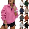 Women's Long Sleeve Pullover Sweatshirt Quarter Zip Stand Collar Casual Loose Fit Lightweight Top for Everyday Wear