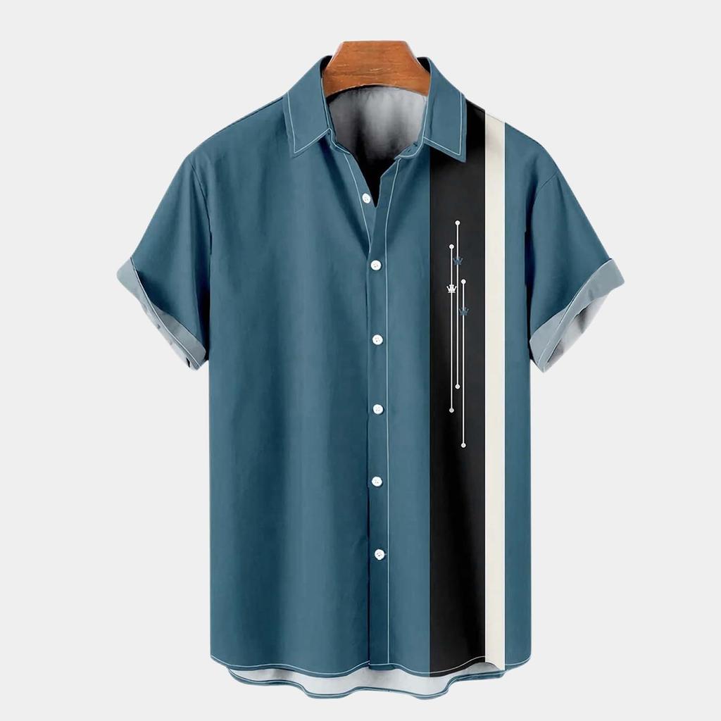 Summer Mens Cool Thin Breathable Lapel Collar Hanging Dyed Gradient Cotton Shirt