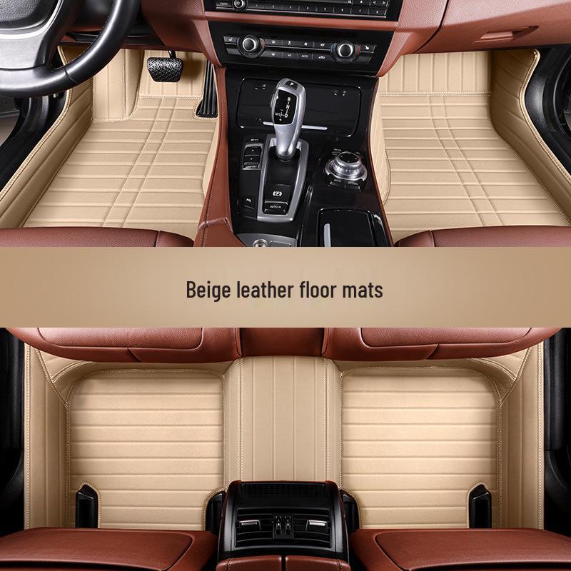 Genuine Leather Floor Mats for 22 VW Models: Magotan, Tiguan L, Teramont X, Passat - Full Coverage.
