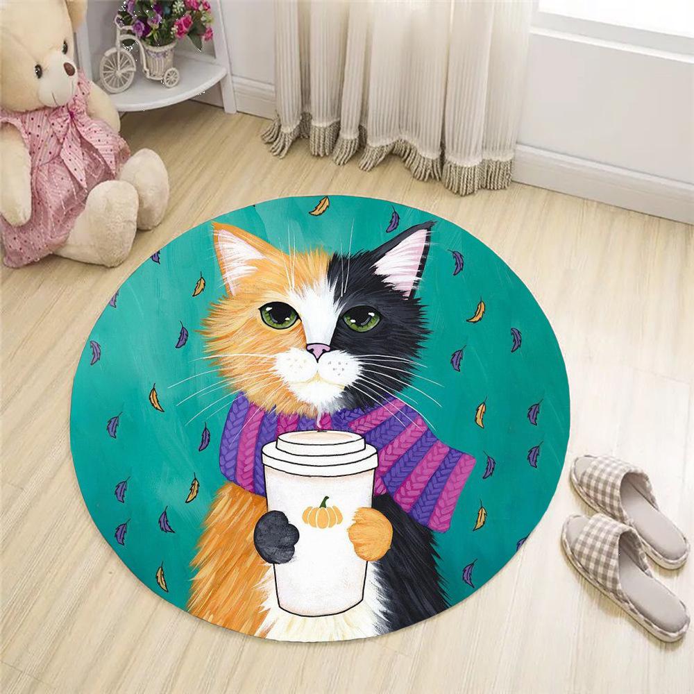 Cartoon Animal Head Floor Mat Round Pet Cute Rug Bedroom Living Room Korean Style Chair Rug Kids Carpets