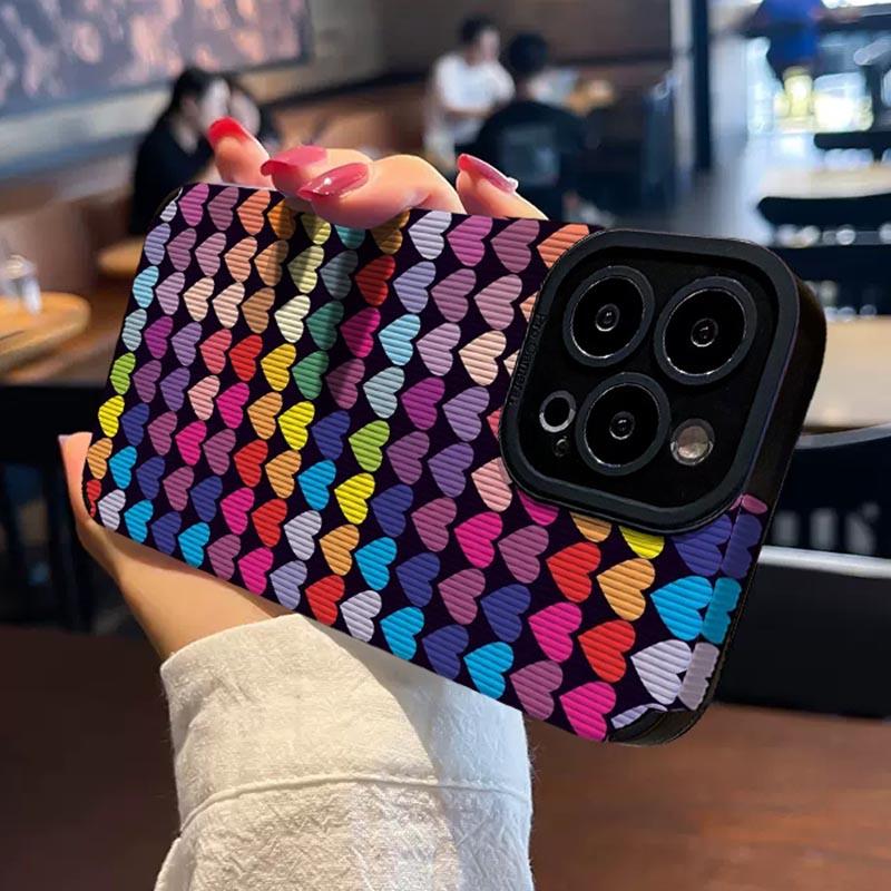 Ins Fashion Candy Colorful Love Heart Color Husa de telefon pentru Iphone 14 11 12 13 Pro Max Plus Protectie lentile Husa din spate rezistenta la socuri