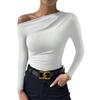 Dames Schuin Hals Korte Mouw Slim Fit Gerimpeld Top Effen Kleur Casual Blouse