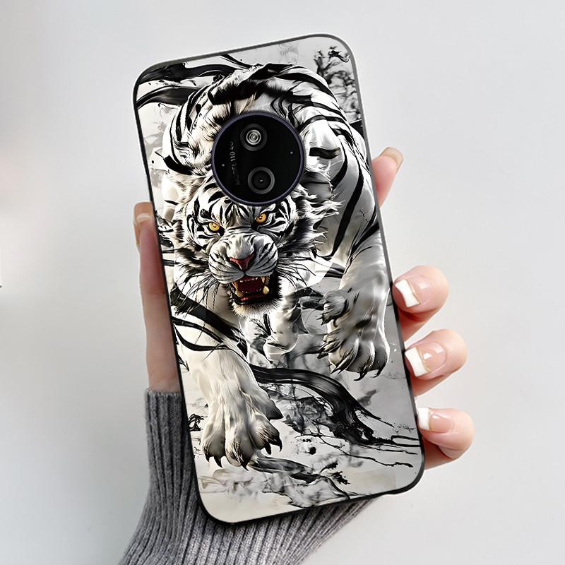 Phone Case For Nokia 125 HMD 110 4G 2024 Casing Luxury Cute Love Rabbit Funny Cartoon Black Matte Soft Silicone Shockproof Cover