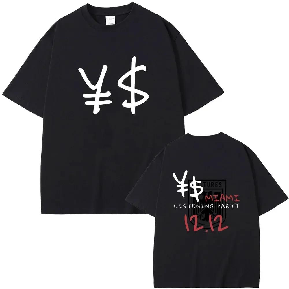 Rapper Kanye West Vultures New Music Album Graphic T Shirts Unisex Wounisex Hip Hop Fashion Oversized Tshirts Malecotton Tshirt Black