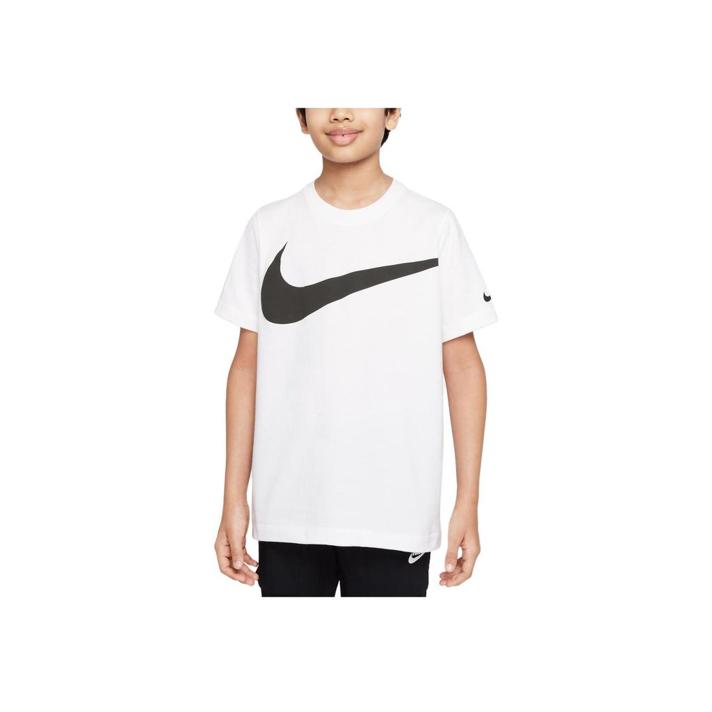 Nike Sportswear Essentials Series T-Shirt Large Logo Print Crew Neck Short Sleeve Kids Tops White DO1807-100