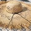 Nuovo Cappello di Paglia Estivo Vuoto da Donna Cappello da Spiaggia Parasole da Donna a Tesa Larga Tempo Libero Tinta Unita Bordo in Pelliccia Cappello di Paglia Rafia