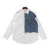 Spring and Summer Style Long Sleeved Shirt Men Loose Niche Design Contrasting Color Stitching Denim Shirt