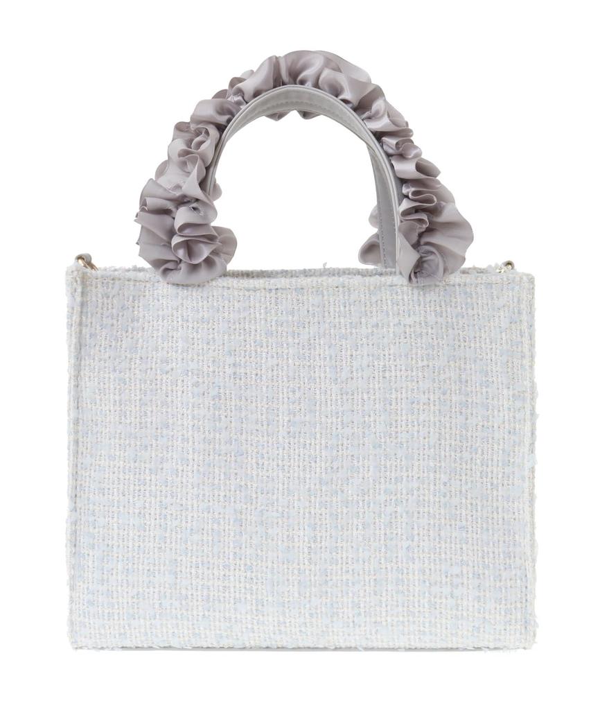 Maison De FLEUR Tweed Frill Handle Shoulder Bag, Blue Tote Bag, 08000045900