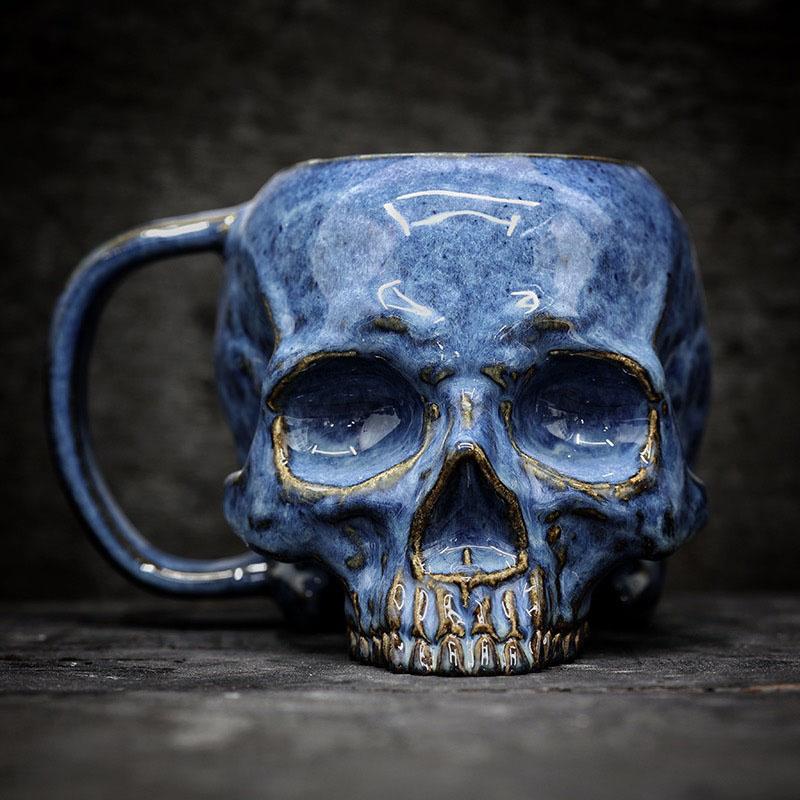 17 oz Živicový pohár na pivo s lebkou, Viking Warrior Hrnček Tankard s lebkou, Stredoveký hrnček na nápoje s lebkou na kávu/nápoje/džús