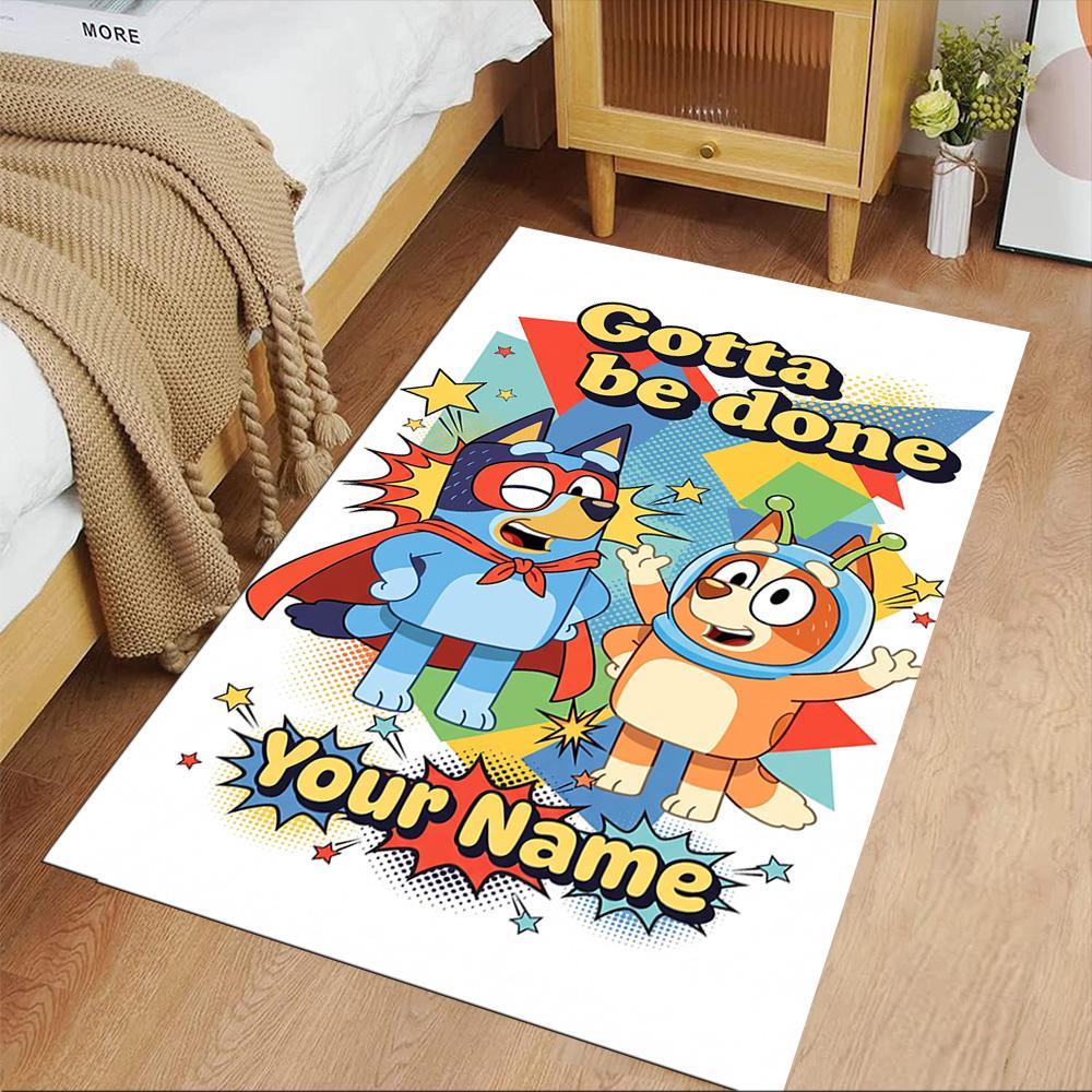 Bluey Customized Name Floor Mat Perfect for Decorate Room Study Room Game Room Dormitory Antislip Carpet Anime Office Decor Gift for Festivals