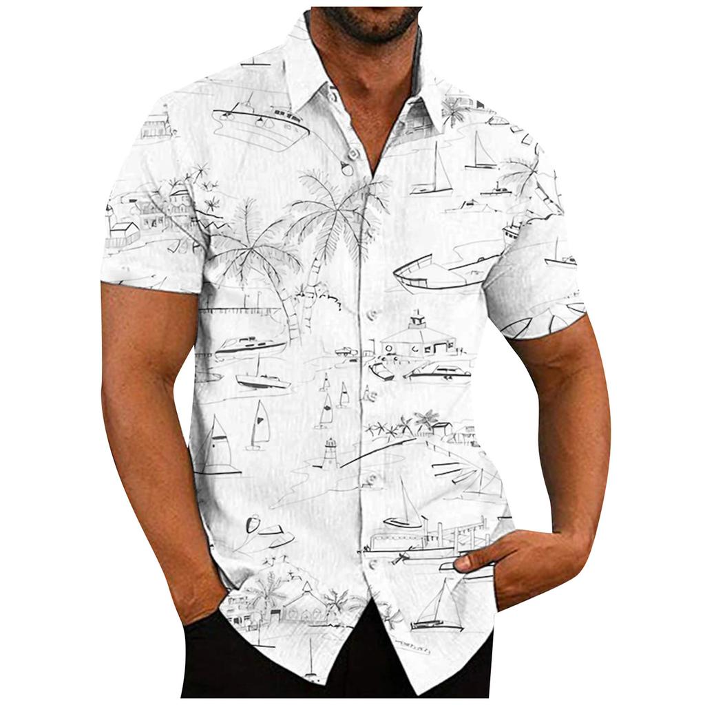 Hawaiian Shirt For Men, Men's Vintage Button Down Bowling Shirts Short Sleeve Summer Beach Shirt