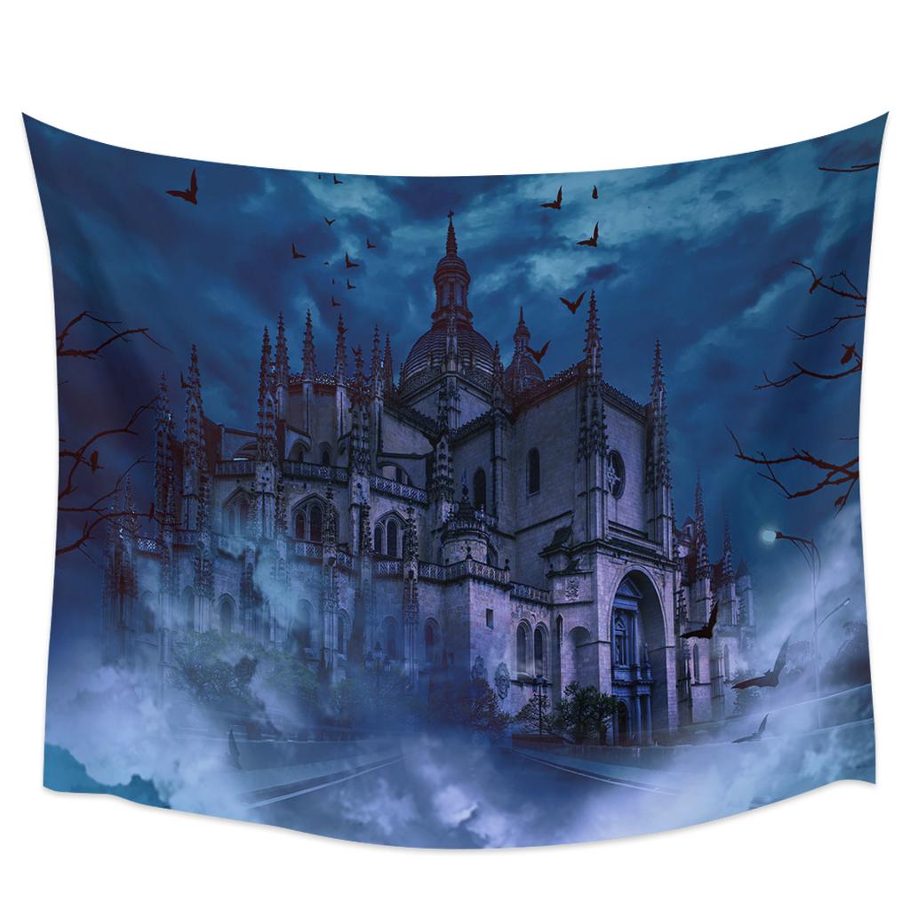 Halloween Gothic Architecture Horror Nights Black Wall Tapestry Holiday Decor  Home  Hanging