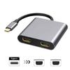 Aluminum USB C Adapter Dock Double HDTV 4K 60Hz Output Type C To HDTV Splitter for Double Monitors