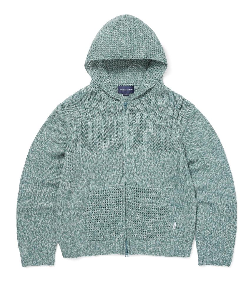 THISISNEVERTHAT Crochet Knit Zip Up Hoodie Light Blue
