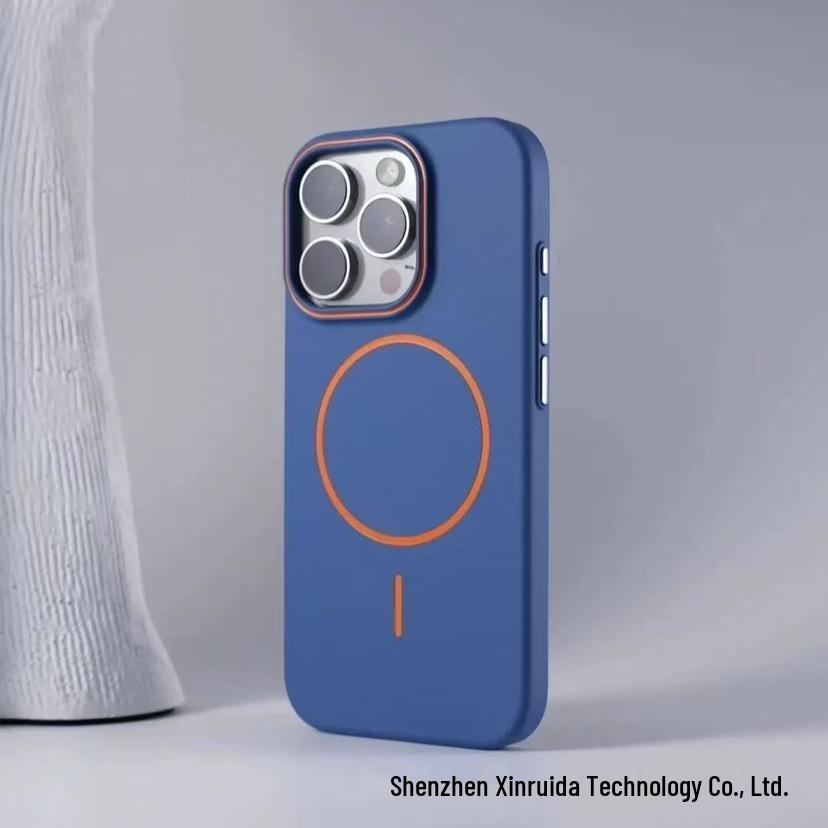 Capa Protetora Magnética Fosca com Sensação de Pele para iPhone 16 Pro Max, iPhone 15 e iPhone 14 - Anti-Queda, Design Color-Blocking.
