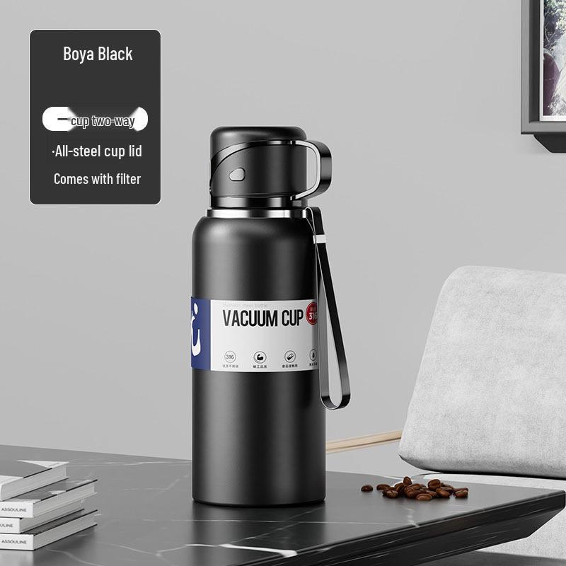 316 Stainless Steel Men's Large Capacity Insulated Outdoor Travel Mug with Tea & Water Separation, Custom Logo