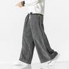 Men Chinese Style Solid Corduroy Straight Leg Casual Long Pants