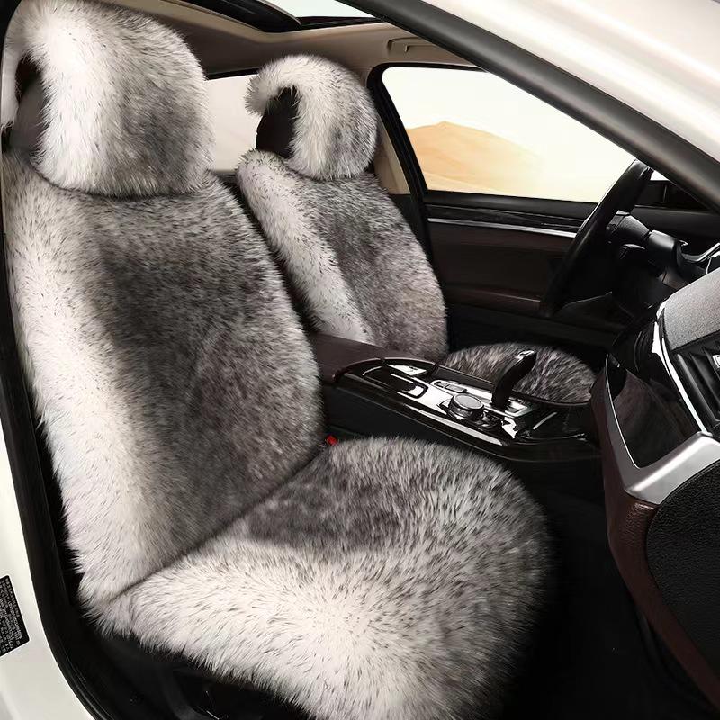Universal Winter Plush Faux Sheepskin Car Seat Cushion with Backrest