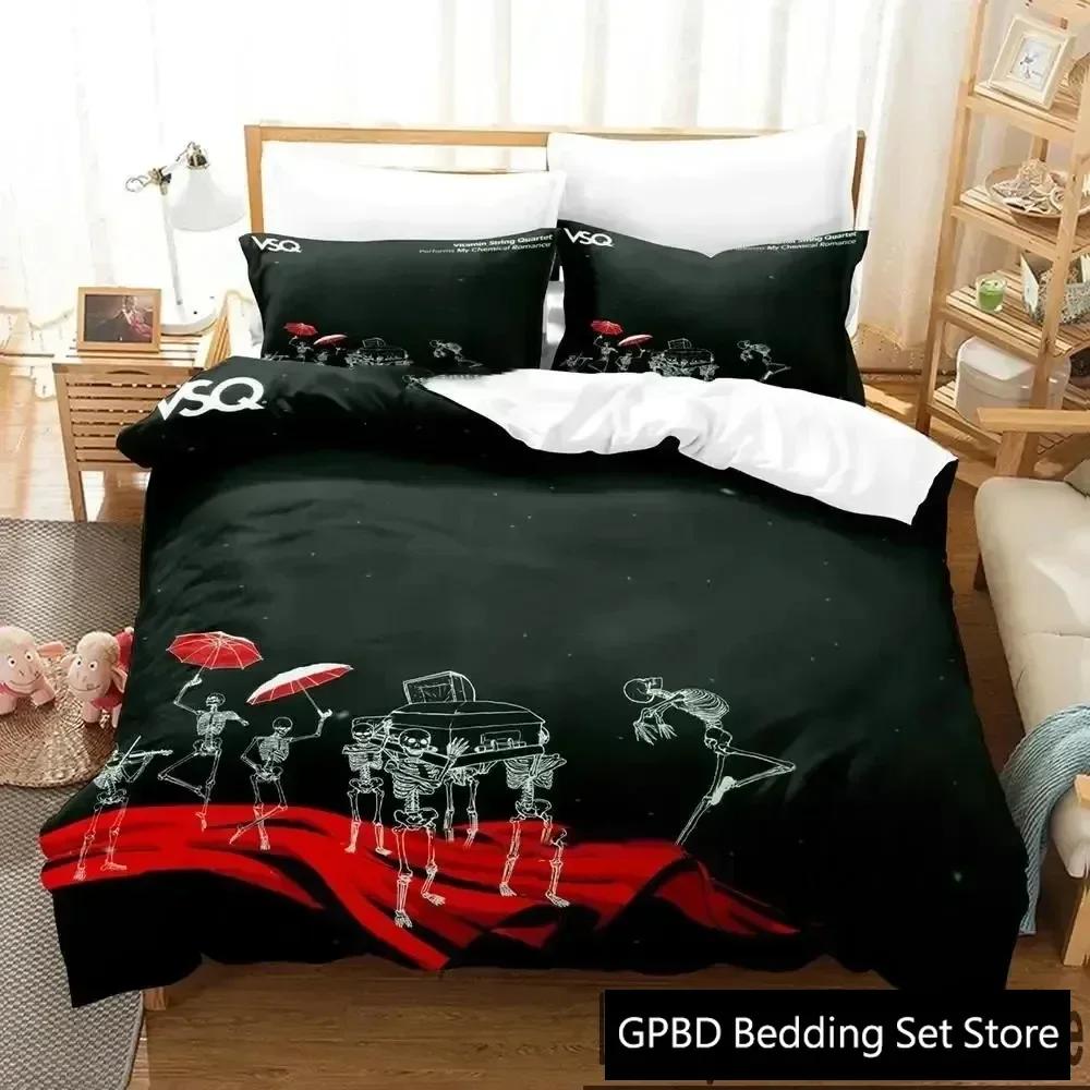 3D tlač My Chemical Romance Súprava posteľnej bielizne Chlapci Dievčatá Jednolôžko Dvojlôžko Kráľovská Veľkosť Obliečka na paplón Obliečka na vankúš Posteľ chlapci Dospelí