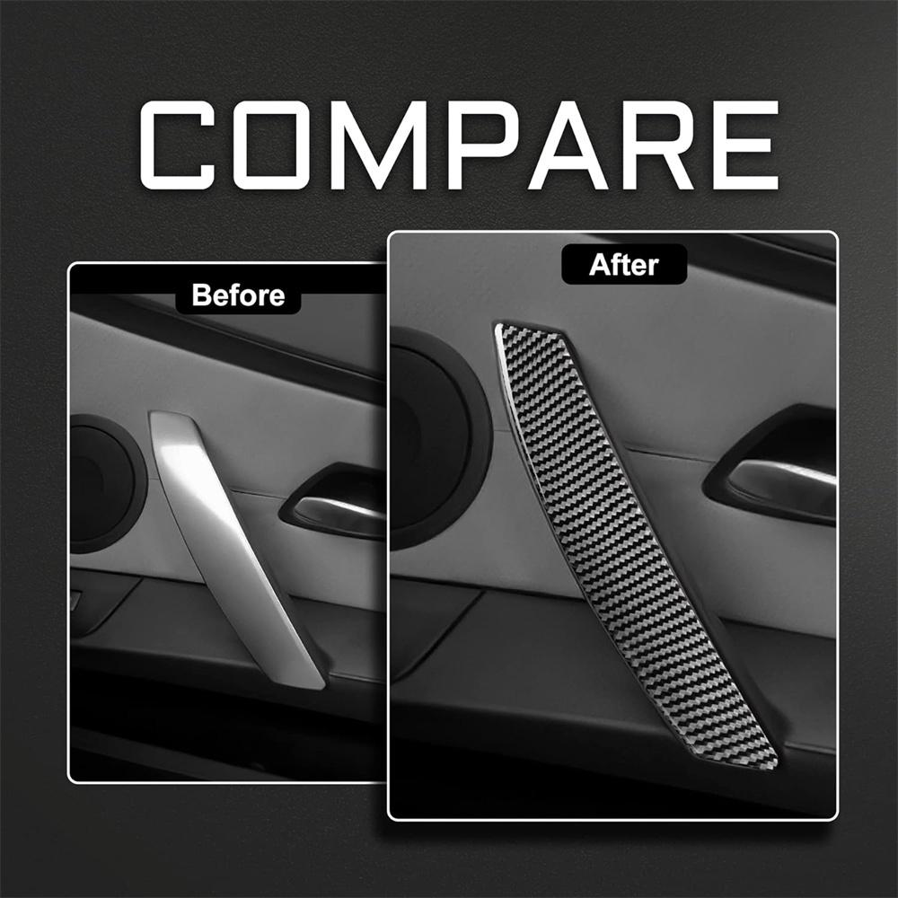 2Pcs Carbon Fiber Interior Door Handle Cover Sticker For BMW Z4 E85 2003-2008