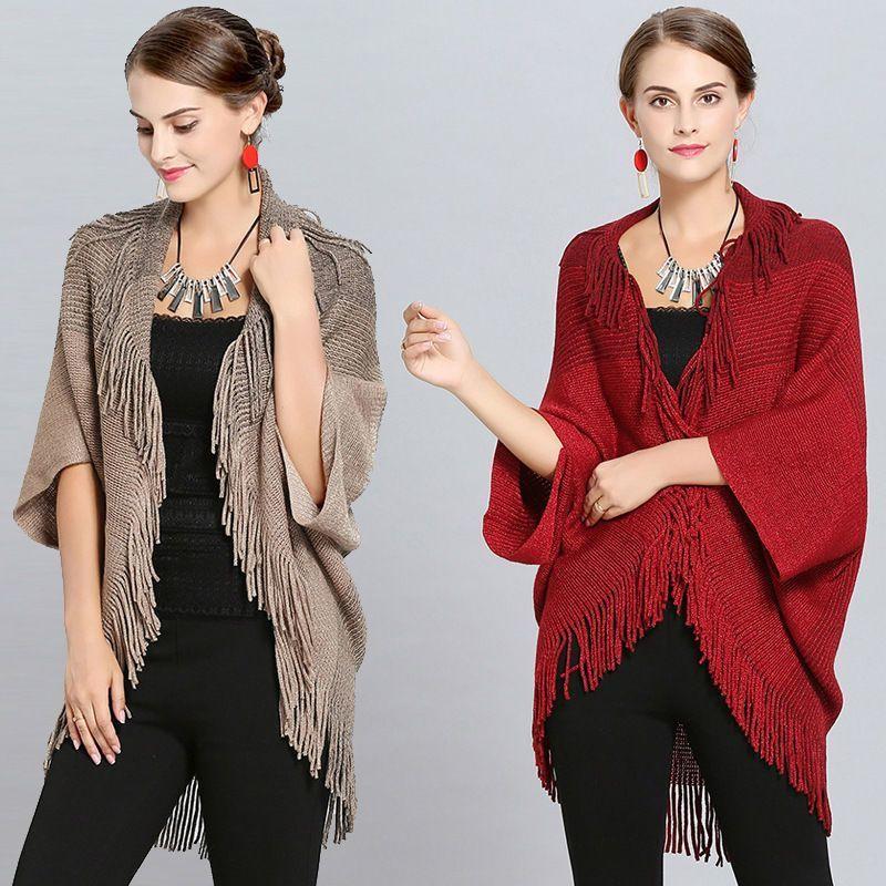 New Fashionable Fur Collar Thickened Warm Shawl Large Size Loose Knitted Cardigan Jacket Female