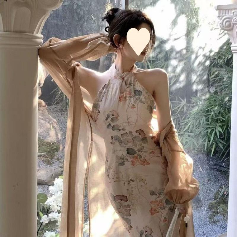 New Chinese-style Improved Cheongsam New Young Girl High-end Temperament Holiday Royal Sister Style Neck Dress